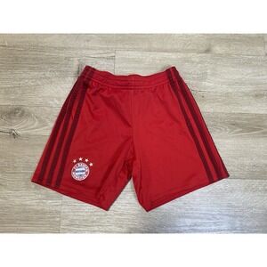 ADIDAS Boys FC Bayern Munchen Kids Sz 5-6 Red Climacool Graphic Sport Shorts